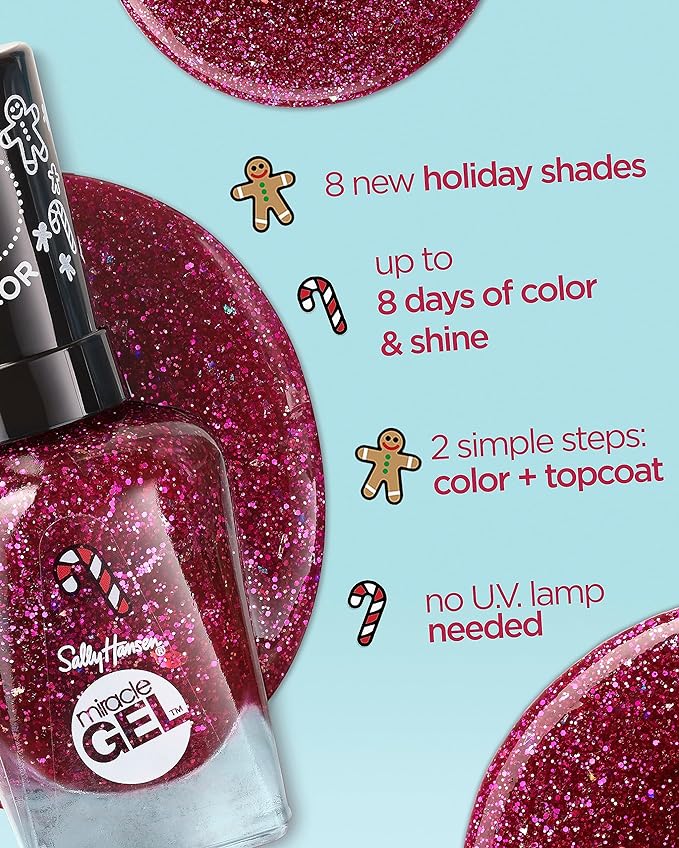 Sally Hansen Miracle Gel™, Holiday Dreams Crumb True, Long Lasting, Gel-Like Formula, No UV Lamp Needed, Brown Glitter Nail Polish (Pack of 5)