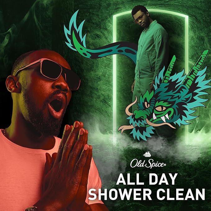 Old Spice Cleansing Body Wash for Men, 3X Defense, 24/7 Shower Fresh with Lasting Scent, 2-in-1 Body & Face Wash, Dragonblast Scent, 24 oz (Pack of 4)