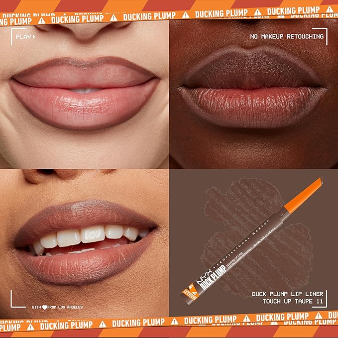 NYX PROFESSIONAL MAKEUP Duck Plump Plumping Lip Liner, Matte Pencil With Up To 10HR Wear, Touch Up Taupe (Taupe Brown Lip Liner)
