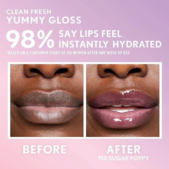 COVERGIRL Clean Fresh Yummy Gloss – Lip Gloss, Sheer, Natural Scents, Vegan Formula - Sugar Poppy