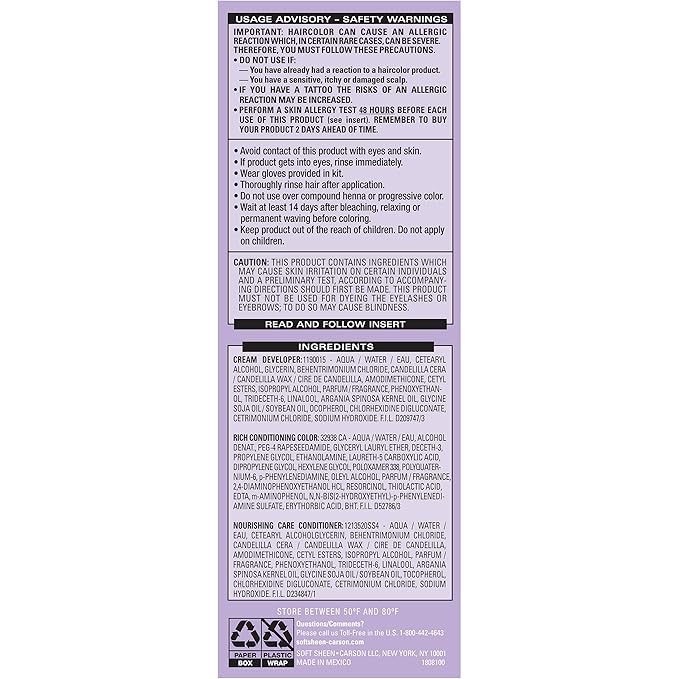 SoftSheen-Carson Dark and Lovely Fade Resist Rich Conditioning Hair Color, Permanent Hair Color, Up To 100 percent Gray Coverage, Brilliant Shine with Argan Oil and Vitamin E, Midnight Blue