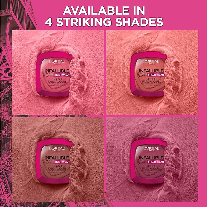 L'Oreal Paris Infallible Up to 24H Fresh Wear Soft Matte Blush, Blendable, Long-Lasting and Waterproof Cheek Make Up, Fearless Coral 05, 0.31 Oz