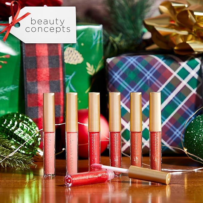 Beauty Concept 15-Piece Lip Gloss Set - Radiant Lips with Glossy Heavy Embossing, Shiny Gold Foil Stamping - 0.7 fl oz Each in Pink Nutcracker