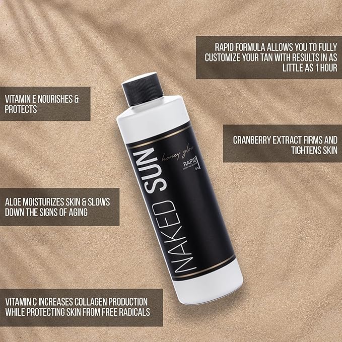Naked Sun Honey Glow Violet Rapid Spray Tan Solution - 32 oz Airbrush Sunless Self Tan Spray