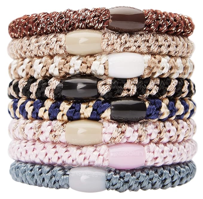 L. Erickson Grab & Go Pony - Sophisticated - 8 Pack Ponytail Holder Hair Ties - Mixed Colors