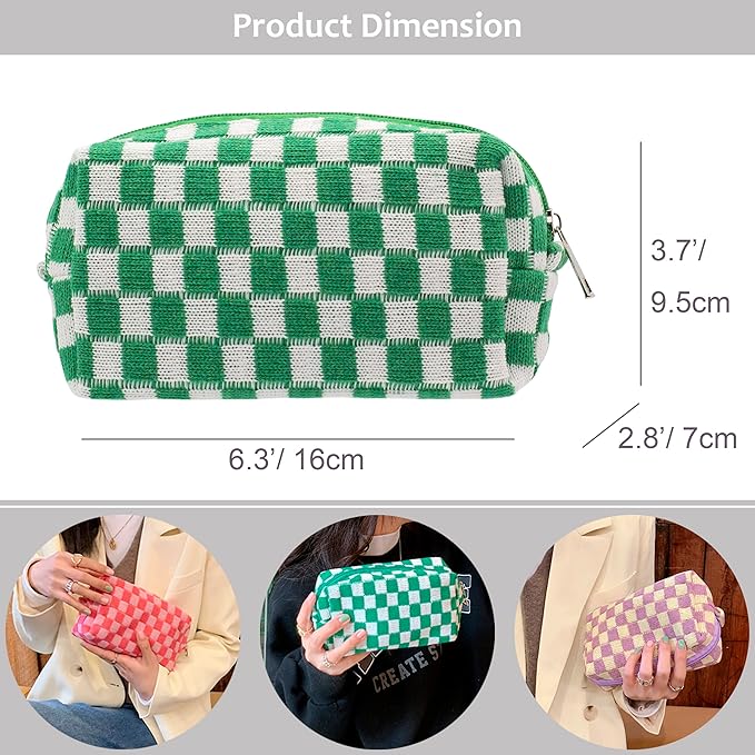 Pazimiik checkered makeup bag for