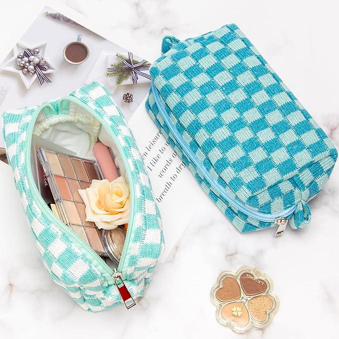 Pazimiik checkered makeup bag for