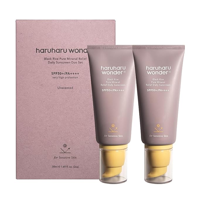 Haruharu Wonder Black Rice Pure Mineral Relief Daily Sunscreen 1.69 fl.oz (Pack of 2)