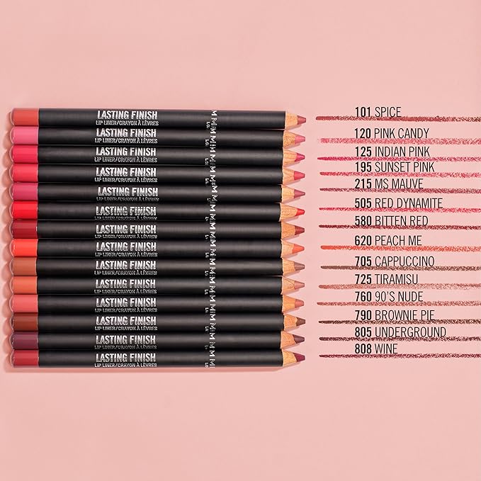 Rimmel Lasting Finish 8HR Soft Lip Liner Pencil - Vibrant, Blendable Formula to Lock Lipstick in Place for 8 Hours - 580 Bitten Red, .04oz
