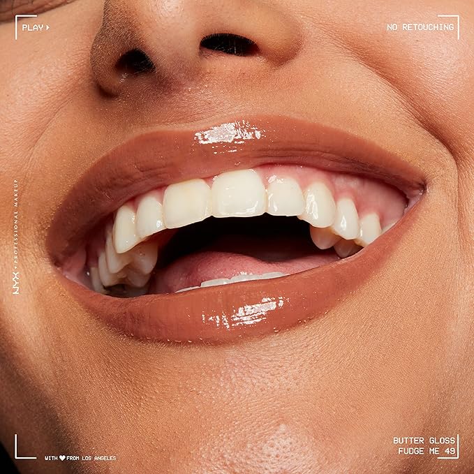 NYX PROFESSIONAL MAKEUP Butter Gloss Brown Sugar, Non-Sticky Lip Gloss - Fudge Me (Warm Brown) (Pack of 2)