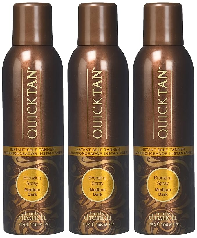Body Drench Aerosol QuickTan Bronzing Spray, Medium/Dark, 6 Fl Oz (Pack of 3)
