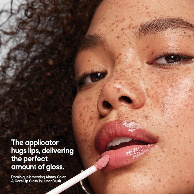 Almay Color & Care Hydrating Lip Gloss, Soft Natural Hues, Prebiotic Complex, Hyaluronic Filling-Sphere Technology, 200 Rose Glow, 0.1 Fl Oz