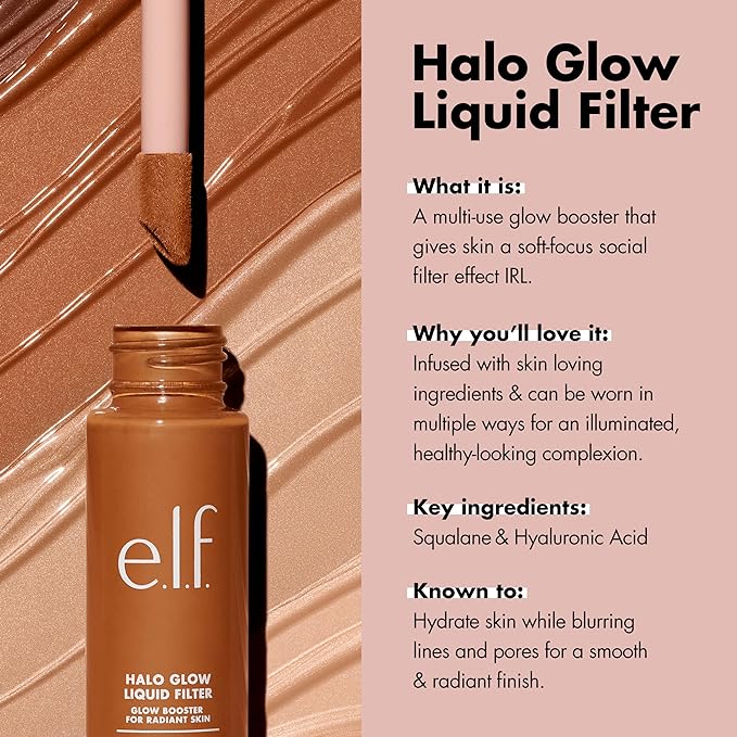 e.l.f. Halo Glow Liquid Filter, Complexion Booster For 8.5 Rich