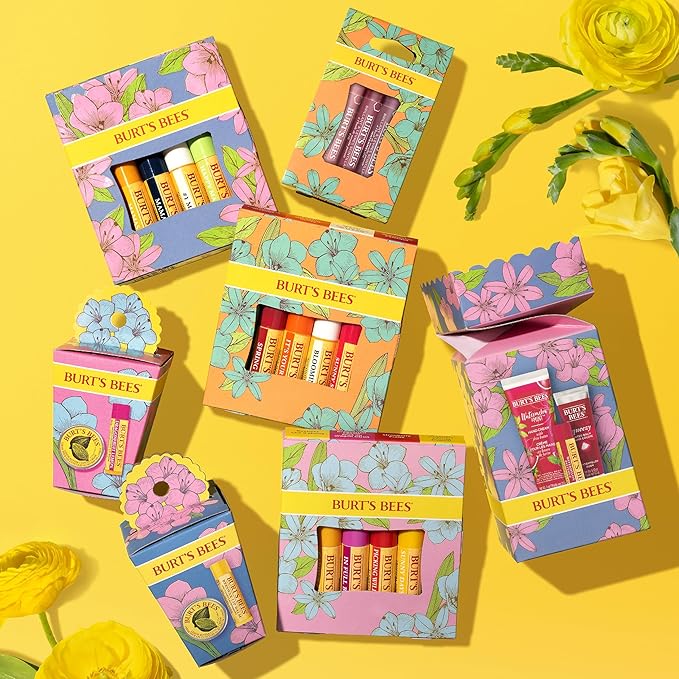 Burt's Bees Gifts Ideas - Just Picked Lip Balm Set, Pomegranate, Watermelon, Sweet Mandarin, Coconut & Pear, Natural Origin Lip Treatment, 4 Tubes, 0.15 oz.