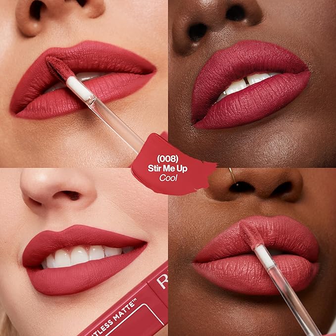 Revlon ColorStay Limitless Matte Liquid Lipstick, Vegan Formula, No-Budge, Longwear Lip Color, Long Lasting, Lightweight/Comfortable, Waterproof, 008 Stir Me Up, 0.17 fl oz