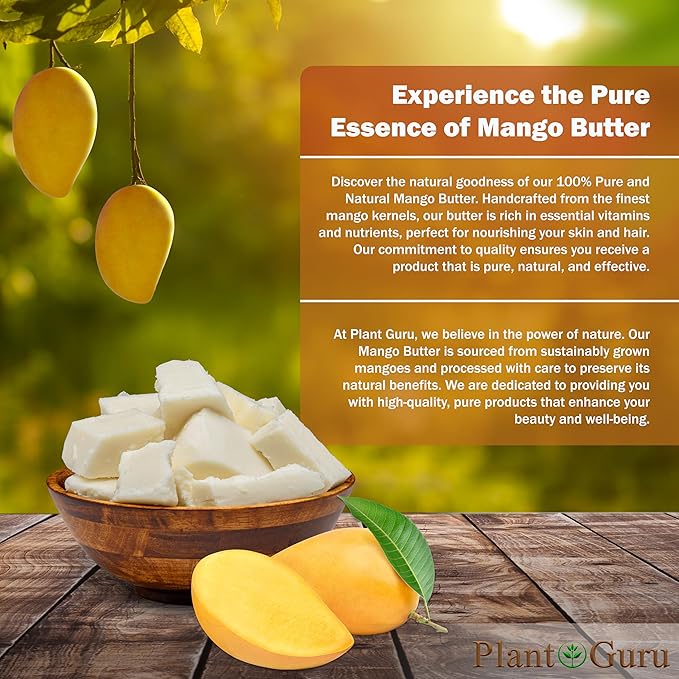 Raw Mango Butter 2 lbs. Bar - 100% Pure Natural Unrefined - Great for Skin, and Hair Growth. DIY Soap Making, Body Butters, Lotions and Creams.