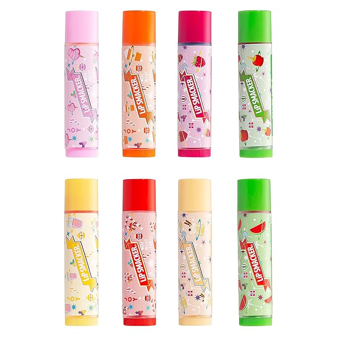 Lip Smacker Holiday Original & Best - 8 Moisturizing Lip Balms, Fun Assortment, Hydrating & Protecting - Vegan