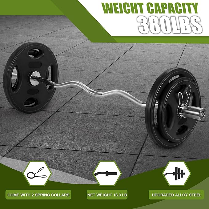 47" Olympic Barbell Curl Bar EZ Bar Strength 440-Pound Capacity