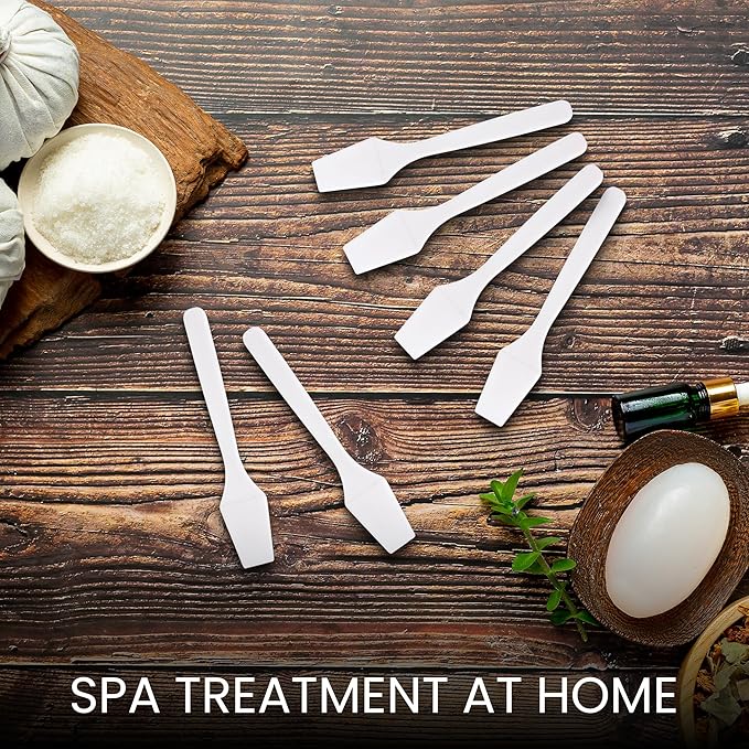 PANA 200pcs Cosmetic Make Up Disposable Plastic 2.5" Spatulas Skin Care Facial Cream Mask Spatula (WHITE-200 Pieces in a Box)