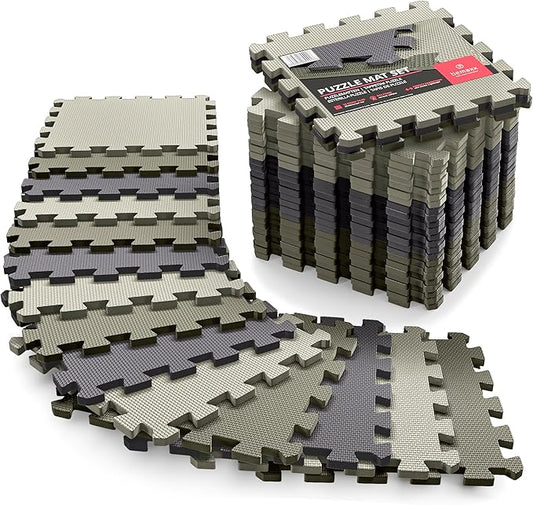 Gym Flooring Set - Interlocking EVA Soft Foam 18 Pieces