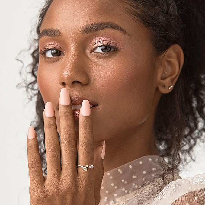 KISS imPRESS No Glue Mani Press On Nails, Color, 'Serendipity', Pink, Medium Size, Coffin Shape, Includes 30 Nails, Prep Pad, Instructions Sheet, 1 Manicure Stick, 1 Mini File