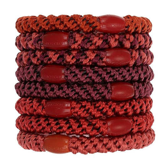 L. Erickson Grab & Go Ponytail Holders - Set of Eight, Pomegranate