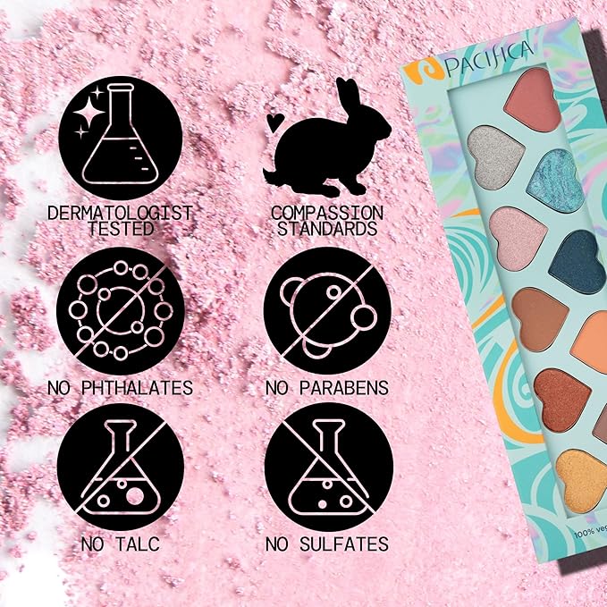 Pacifica Eyeshadow Palette – Malibu Mineral Eyeshadow, Blendable Neutral Shades with Velvet Matte, Shimmer & Metallic, Cocoa Butter Infused, Talc-Free, Vegan & Cruelty-Free, 0.24 oz (10 Shades)