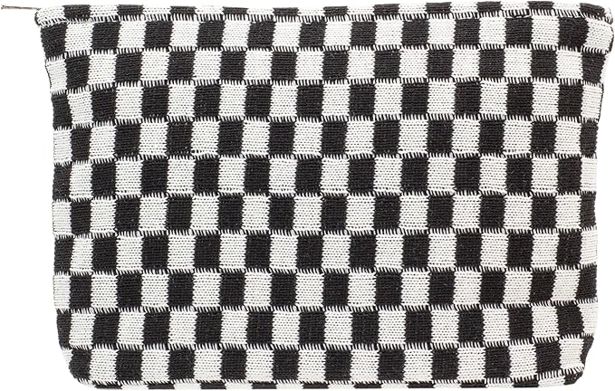 Pazimiik knitted checkered makeup bag