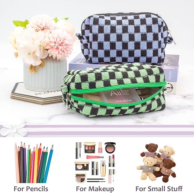 Pazimiik checkered makeup bag for
