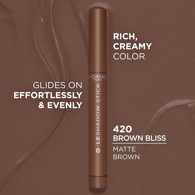 L'Oreal Paris Makeup Le Shadow Stick Eyeshadow, Blendable, Smudge-Resistant, Cream Eyeshadow, Brown Bliss, 0.05 Oz