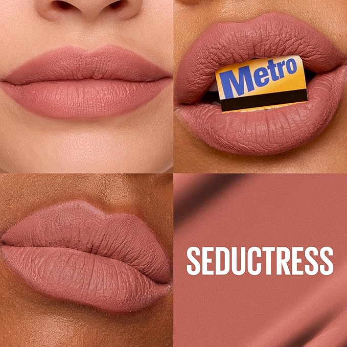 Maybelline Super Stay Matte Ink Liquid Lipstick Makeup, Long Lasting High Impact Color, Up to 16H Wear, Seductress, Light Rosey Nude, 1 Count