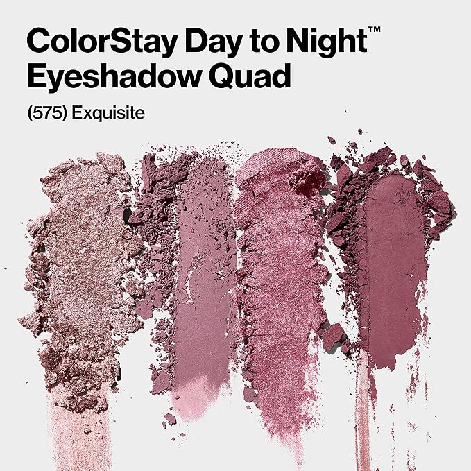 REVLON ColorStay Day to Night Eyeshadow Quad, Longwear Shadow Palette with Transitional Shades and Buttery Soft Feel, Crease & Smudge Proof, 575 Exquisite, 0.16 oz