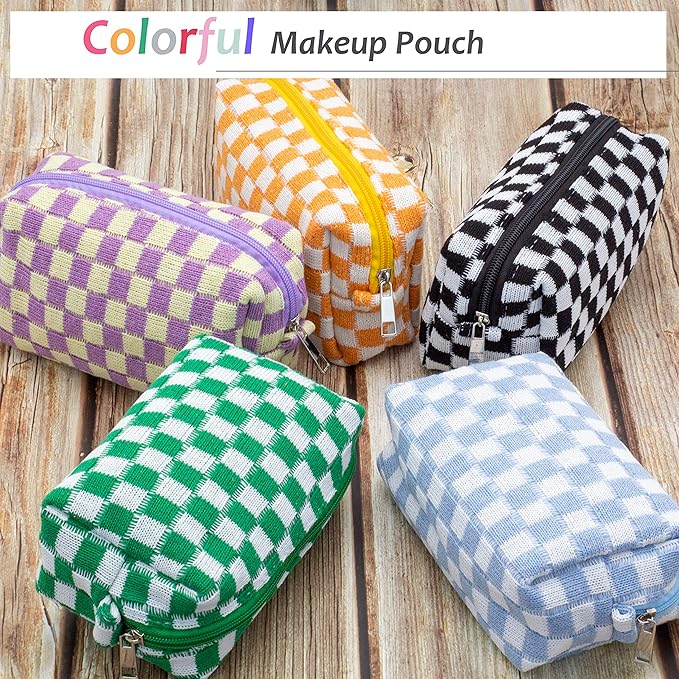Pazimiik checkered makeup bag for