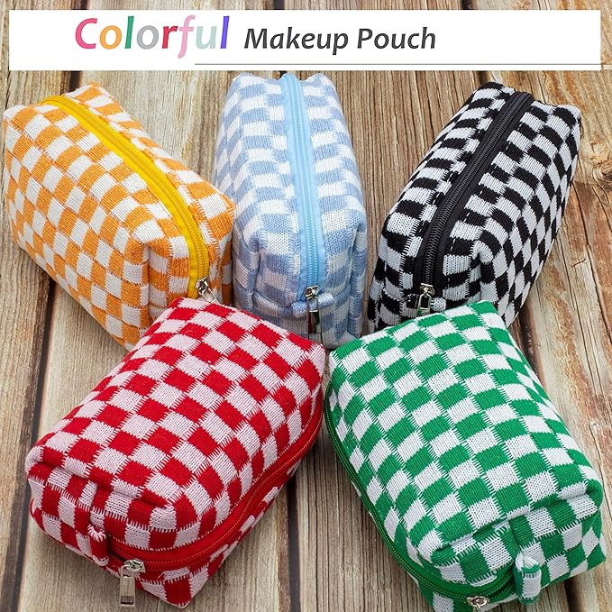Pazimiik checkered makeup bag for